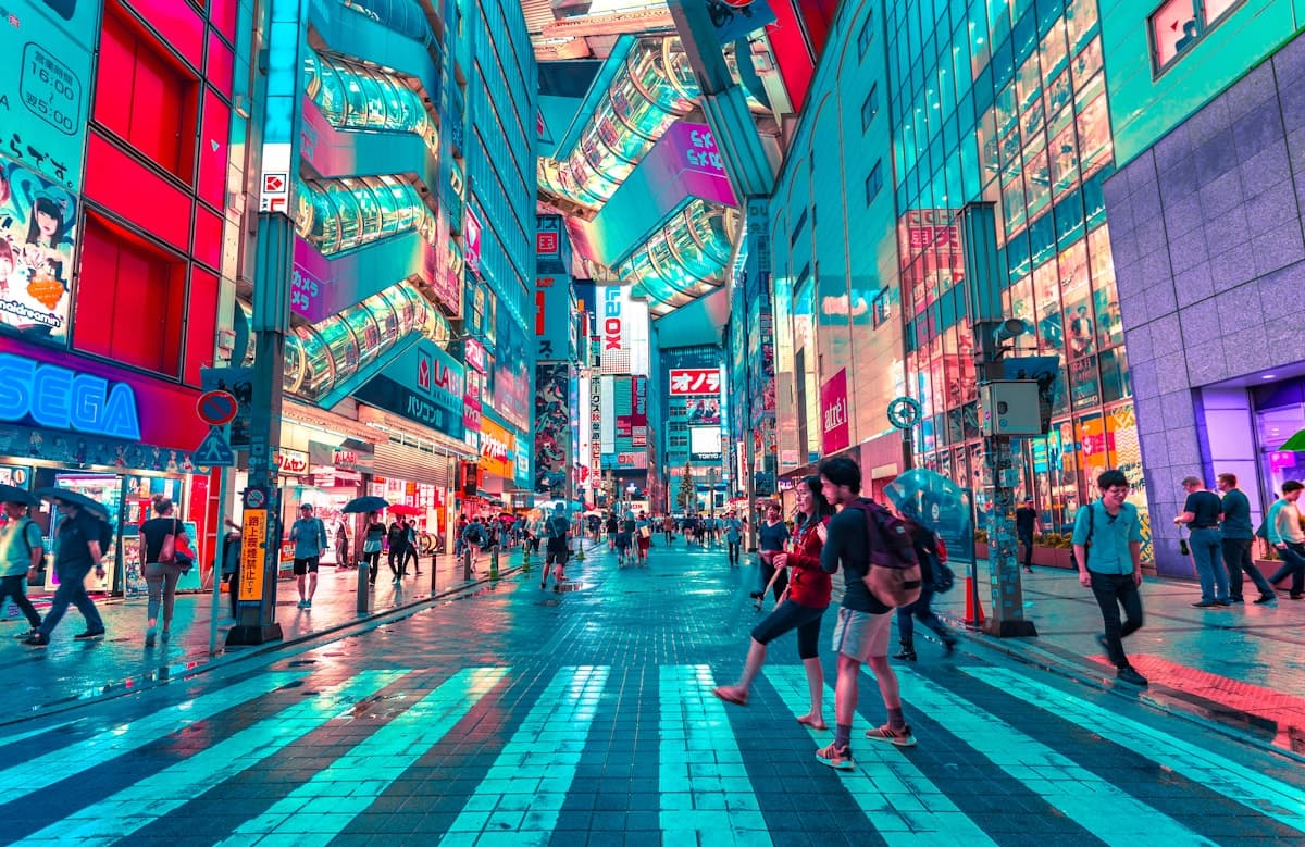 Tokyo city street with strong fashion and retail energy.